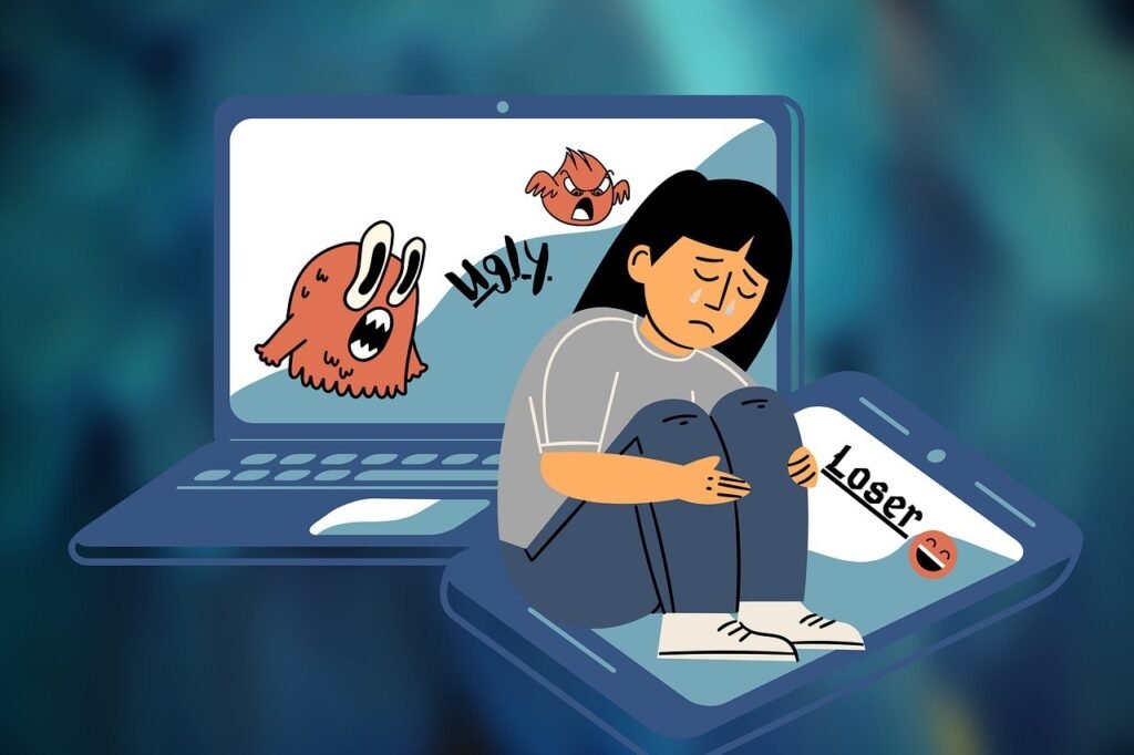 cyberbullying, internet, computer, mobile phone, bullying, badness, offense, sadness, cry, tear, child, guy, girl, profanity, web, cyberbullying, Facebook security risks